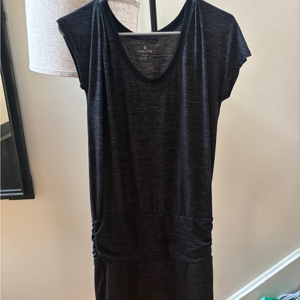 Athleta Heathered Black V-Neck Top